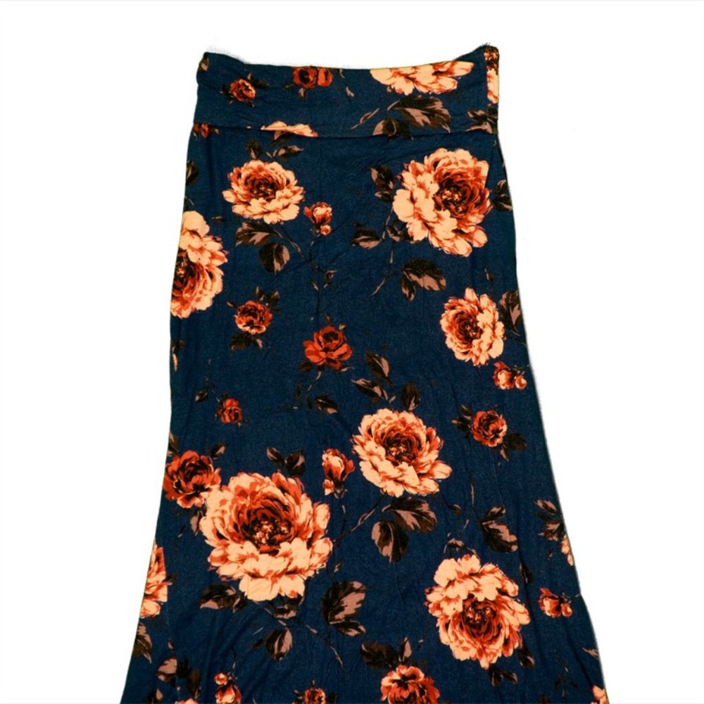 Charlotte Russe - Floral Pattern Soft & Stretchy Maxi Skirt - Navy/ Pink - M